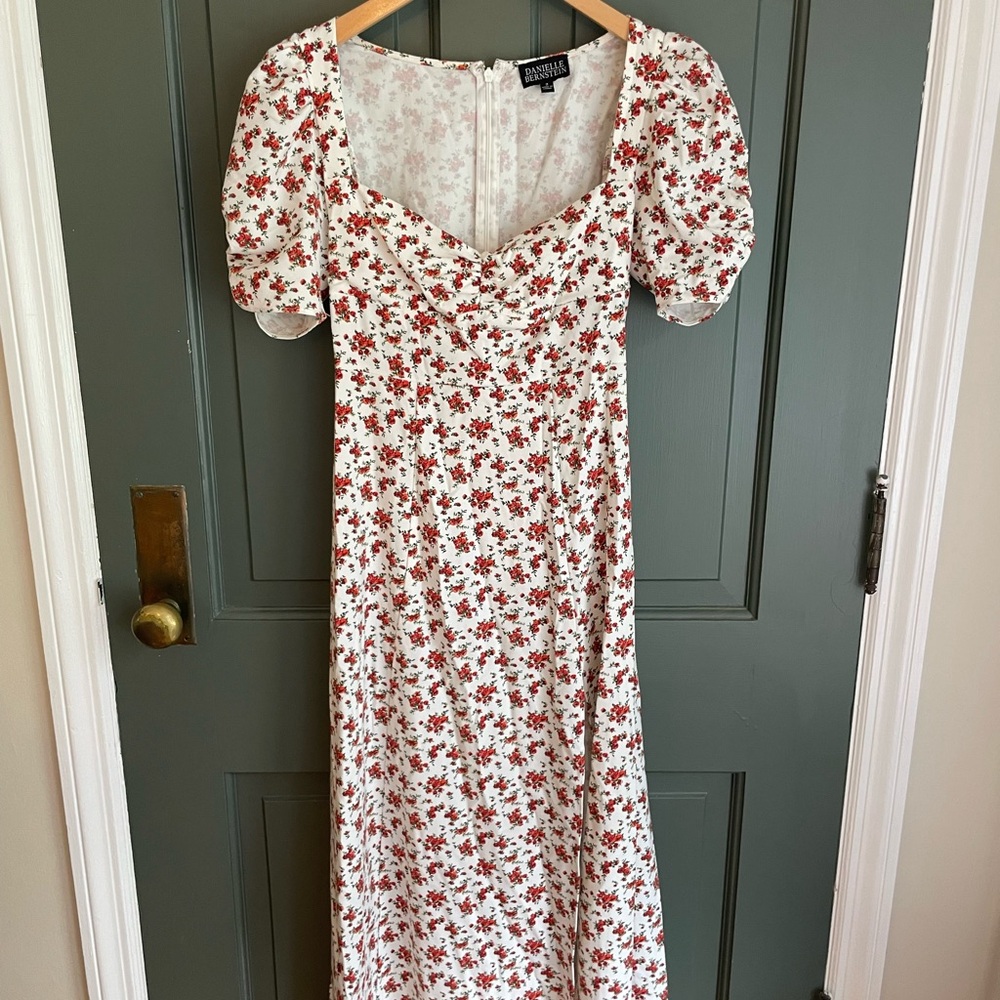 DANIELLE BERNSTEIN Red Floral Midi Dress